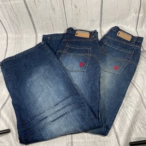 Two Pair Rocawear 90s Mens Denim Jeans Baggy Ultra Wide Leg 30/30